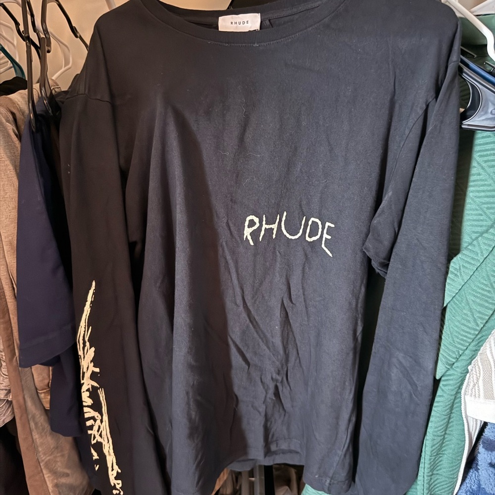 Rhude Black and White Graphic Shirt